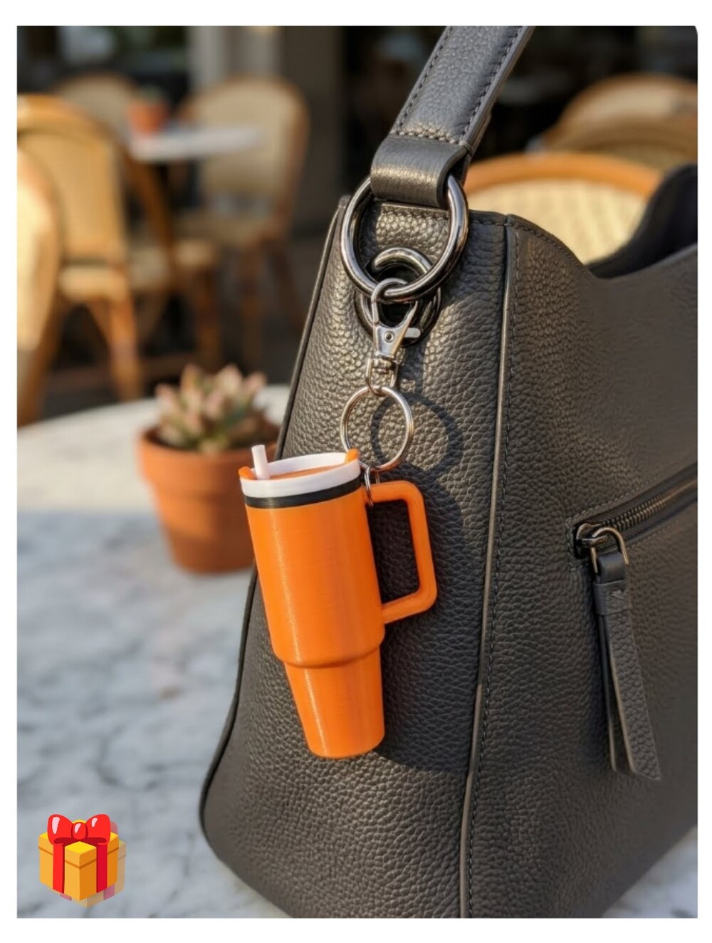 Mini Tumbler Lip Balm Holder Bag Charm Key Ring Unisex Orange NWOT🎁